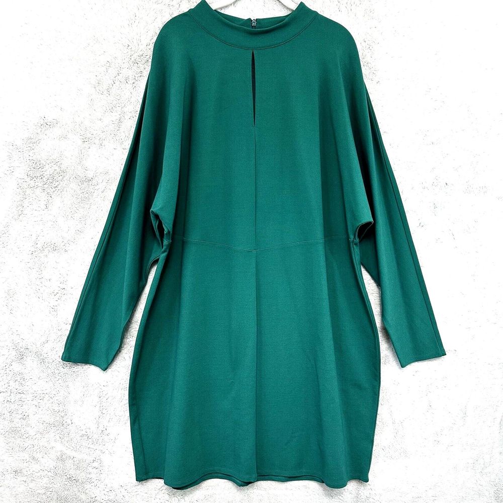 6th & Lane Dress Womens Sz 24 Career Office Mock Neck Cut-Out Back Zip Green